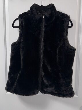Nicole Miller Black Faux Fur Vest